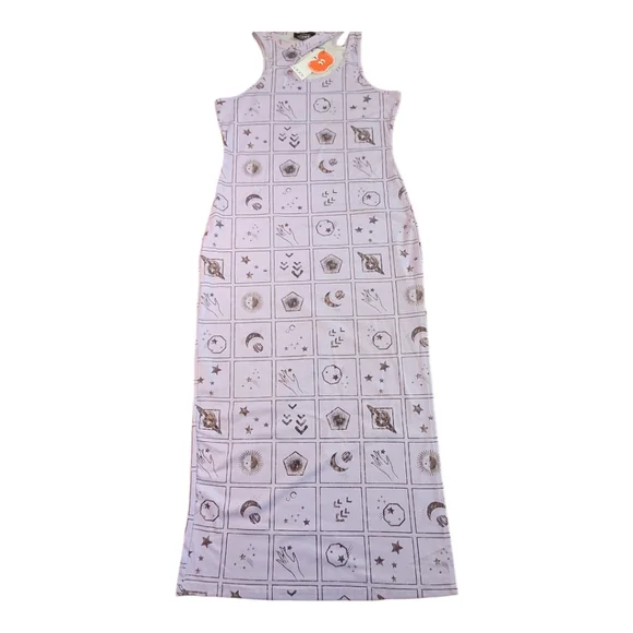 NWT Cider Halloween Graphic Cutout Sleeveless Maxi Dress Purple Side Slit Large - Picture 16 of 16